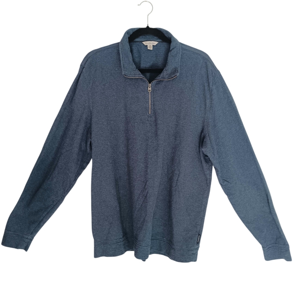 Calvin Klein Sweater Men's Size XL Demin Blue 1/4 Zip Sweatshirt Material‎